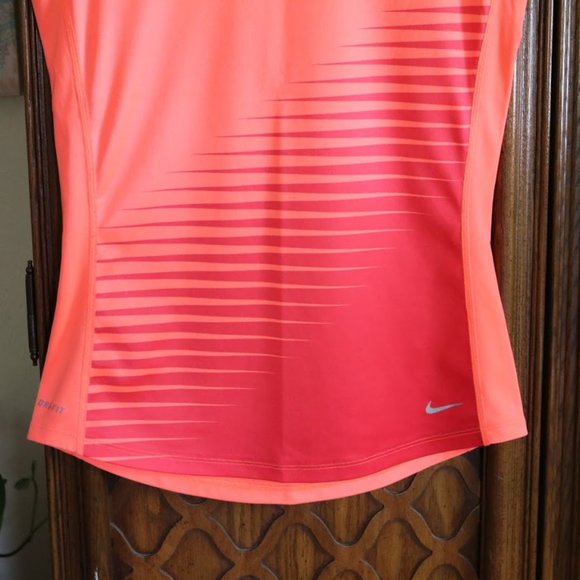 3/$15 NIKE DRI-FIT Neon Orange Short Sleeve V-Neck Tee - Picture 4 of 16